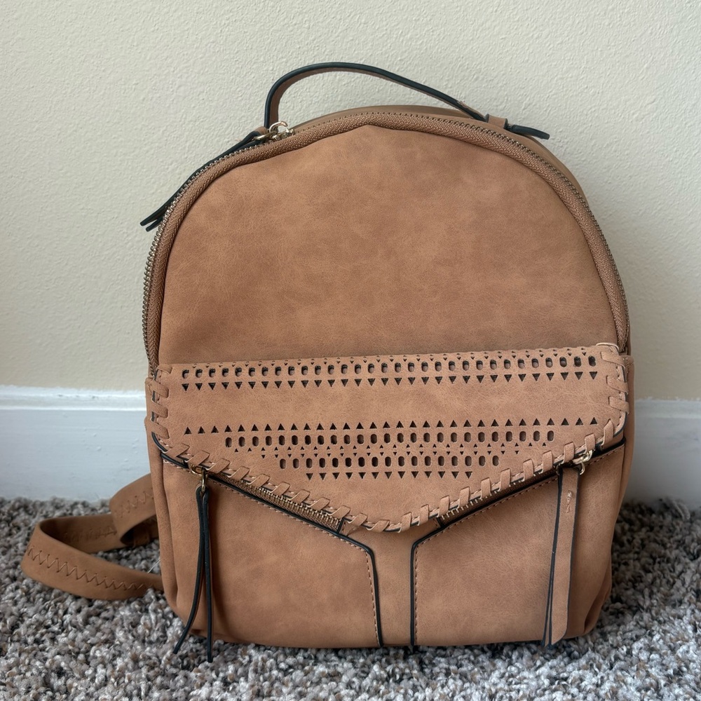 Brown Backpack with Black Accents